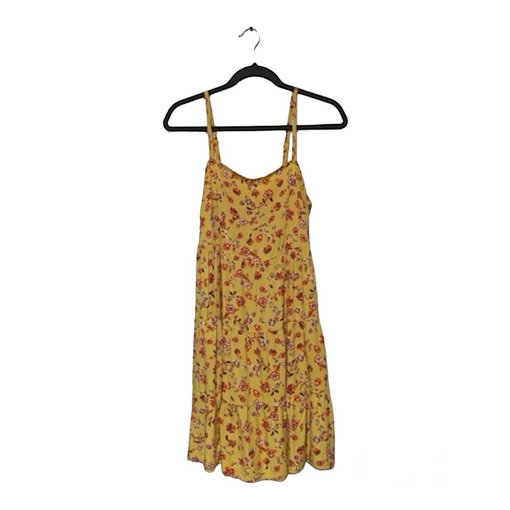 Yellow w/ Red-Orange Flowers Mini Dress (M)